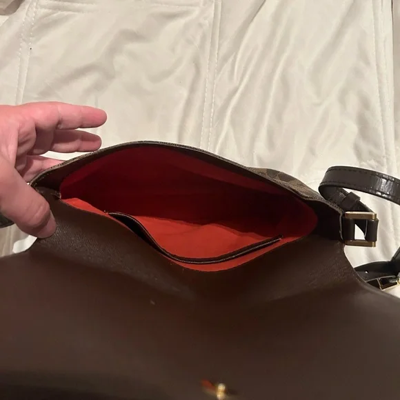 LV Tango Brown Slap Damier Ebene Long Shoulder Musette Bag - Picture 7 of 10